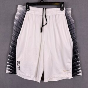 Nike Dri-FIT Elite Men's Mesh Basketball Shorts White Black Size 2XL Read!